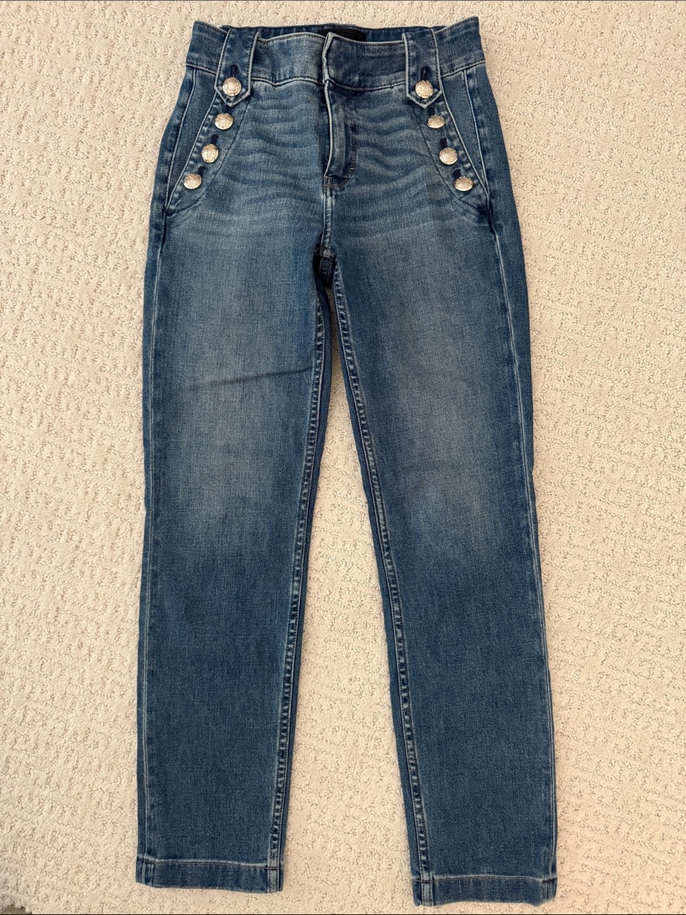 High-Rise Button Front Women’s Jeans - Blue